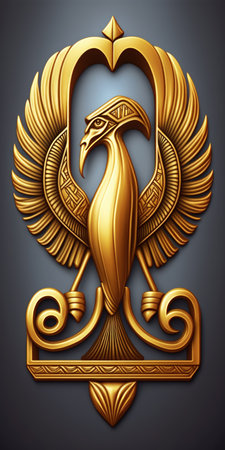 golden crispy icon emblem representing Thothの素材