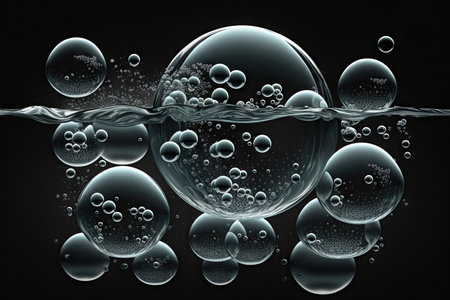 Bubbles of water on a dark backgroundの素材