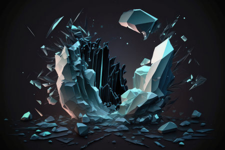 fractured ice on a dark background aloneの素材