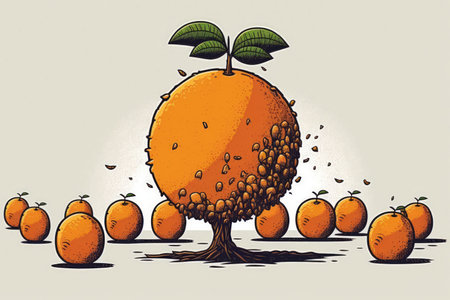 oranges juicing on a solitary white backdropの素材