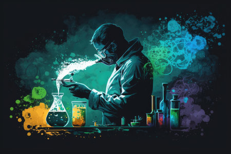 Science concept of a chemist at work in his or her labの素材