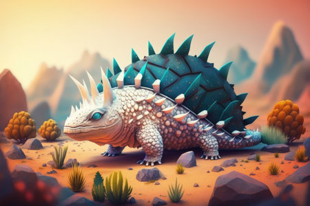 The Ankylosaur in its natural habitat. As an exampleの素材