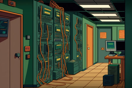 the server room for the internet and communications networksの素材