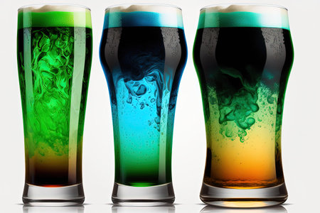 Beer in a glass isolated on whiteの素材