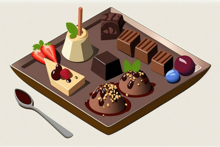 Catering Service Chocolate Mousse Sweets Finger Bites Dessert Plate Food Buffet Slate Trayの素材