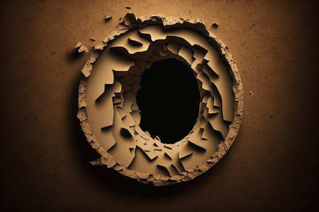 with a cardboard background and a dark holeの素材