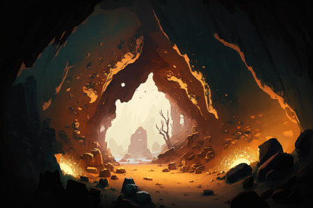 digital painting of an odd caveの素材