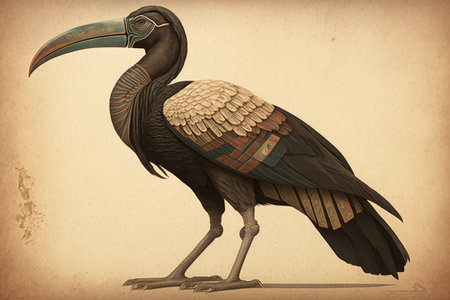Egyptian god Ibis is depicted by in this raster rendition of the imageの素材