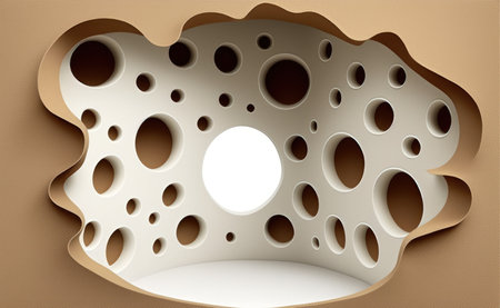 Isolated on a white backdrop holes on paperの素材