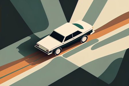 representation of an automobile in top perspective. automobile symbol in flat solitary formの素材