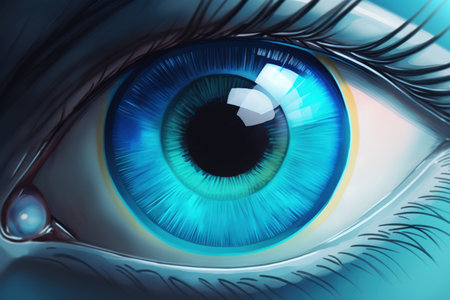 macro of a close up blue eyeの素材