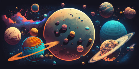 planets in a system. media mixの素材