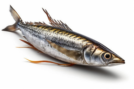 Smoked mackerel isolated on white backgroundの素材