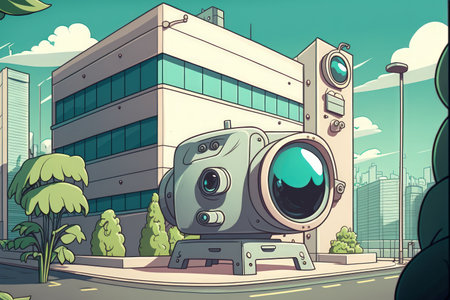 CCTV security at an office buildingの素材