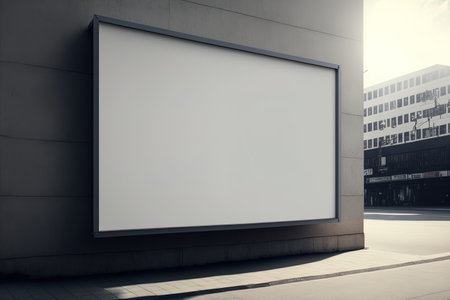 Large blank banners with space for your own wording and a blank billboard on a street wallの素材