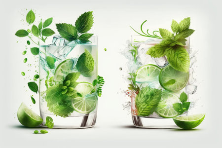 Mojitos made from fresh mint and limeの素材