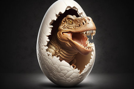 Egg with a Tyrannosaurus rex embryo illustrationの素材