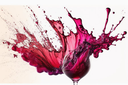 gorgeous red wine splash isolated close up on a white backgroundの素材