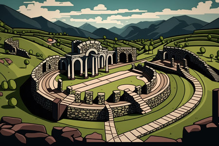 At Philippi an old city there is an amphitheater. World heritage sites in Macedonia and Greeceの素材