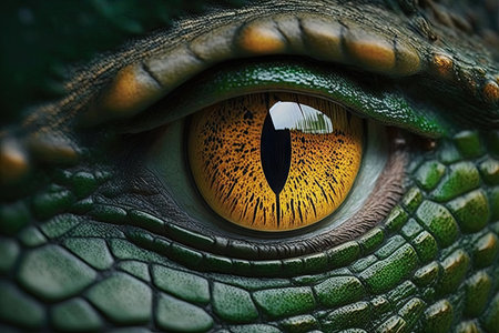 Crocodile or alligator eyes up closeの素材