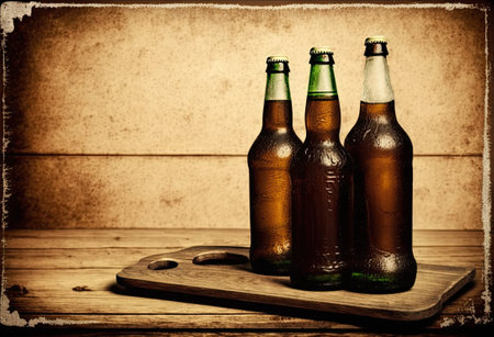 Beers on a wood tableの素材