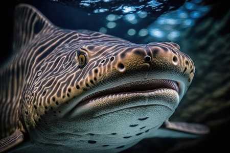 Image of a zebra shark up closeの素材