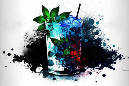 Mojito cocktail served cold and minty in the style of the Blue Lagoonの素材