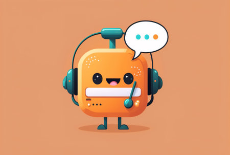 adorable robot icon chatbot icon design voice help service bot and online assistanceの素材