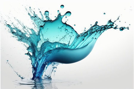 Isolated blue water splash on a white backgroundの素材