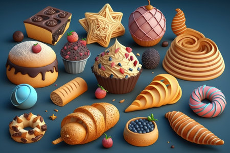 foods from bakeries. captured in a studioの素材