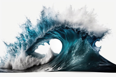 In the Ocean a Huge Blue Surfing Wave Eruptsの素材