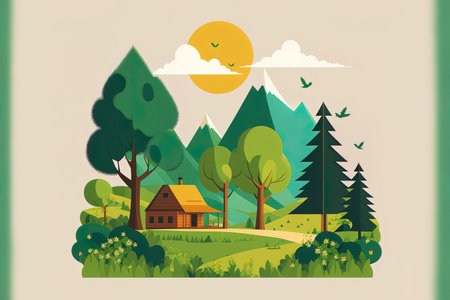Environment and scenery. background illustration Image for a postcard poster or book coverの素材