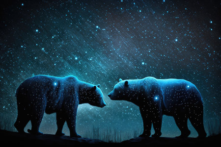 Ursa Major and Ursa Minor two bear constellations in the night sky as a backdropの素材