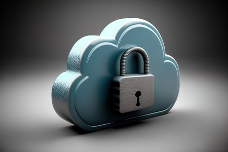 Icons for data security concepts locked closed WiFi and the cloud in a digital settingの素材