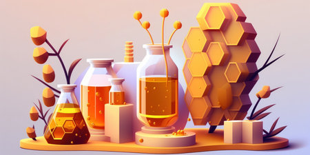 cosmetics factory in the abstract. laboratory research in chemistry. natural cosmetics with honeyの素材