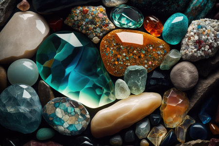 various gems minerals and stones. a background of natureの素材