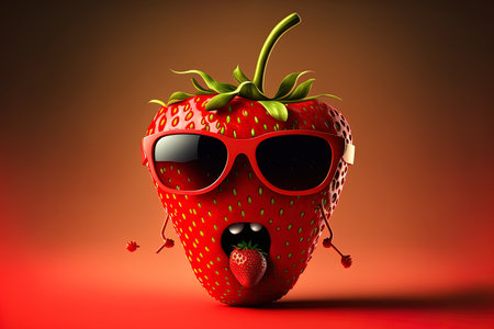 fruit food movement emotion sunglasses good design good nature cartoon delicious strawberry red artの素材