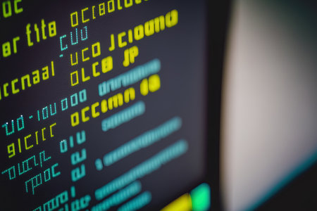 macro photo of computer screen with program source code and highlighted erase your photosの素材