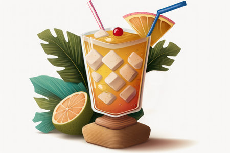 Cocktail cubano on a white backdropの素材