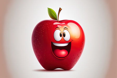 Fruit Emoji Red Apple Design. Agriculture farm product illustration art for healthy foodの素材