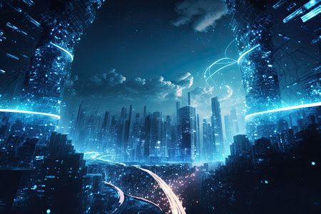 Image of a city in the future that is being promotedの素材