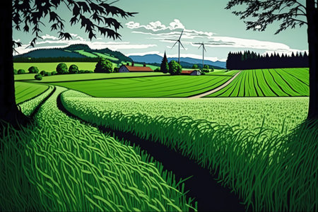 This is the very nice green barley field in Egglfing am in Bayern Germanyの素材