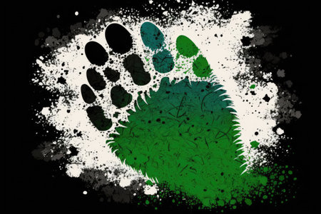 White and colored illustration of a new dinosaur footprint in the dirt (no background)の素材