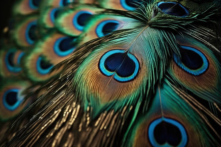 Feathers of a peacock at closeの素材
