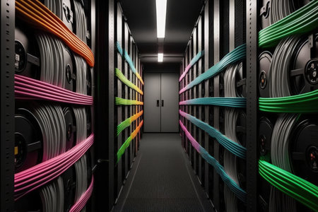 tape storage in the room of the internet data centerの素材
