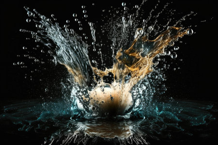 Splash of water against a dark backgroundの素材