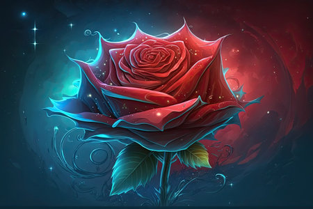 the idea represented by a lovely artwork of a magical red roseの素材