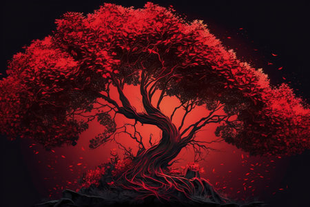 red tree art background wallpaperの素材