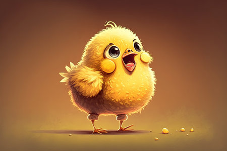 Chick with a cockafer in its beakの素材