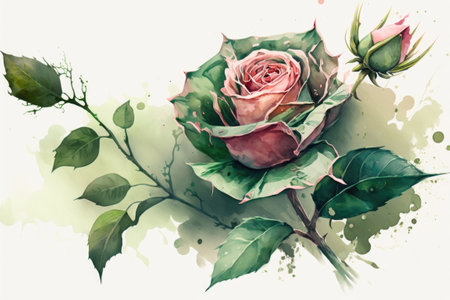 Watercolor painting of a roseの素材